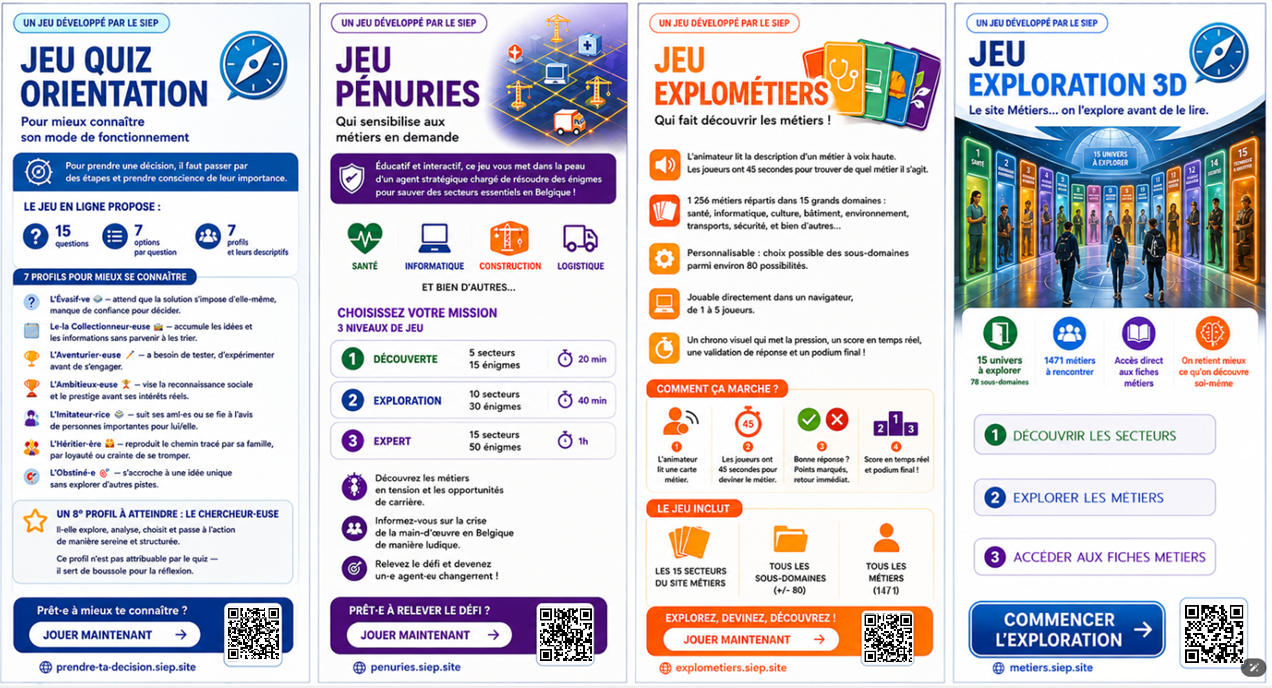 Les jeux développés par le SIEP